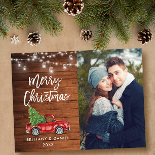 Houtpenseelscript Vrachtwagen Lights Kerstmis foto Briefkaart