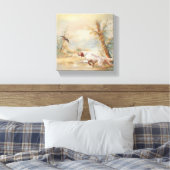 Houtpik Jacht met Engelse Setter in bos, Ar Canvas Afdruk (Insitu (Slaapkamer))