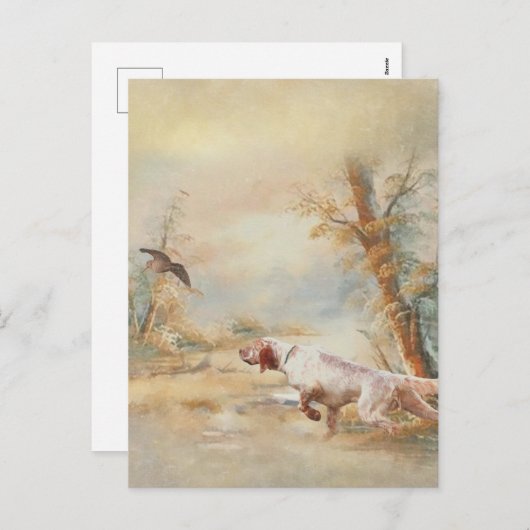Houtpik Jacht met Engelse Setter in bos, Ar Feestdagenkaart (Voorkant / Achterkant)
