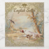 Houtpik Jacht met Engelse Setter in bos, Ar Wijn Etiket (Enkel label)