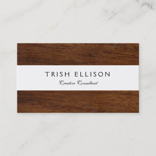 Houtplaat van textiel visitekaartje (Voorkant)