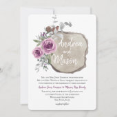 Houtplak en Roos Paarse en zilveren bruiloft Kaart (Voorkant)