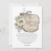 Houtplak Natuurlijk Roos en Eucalyptus Wedding Kaart (Voorkant)