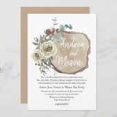 Houtplak Natuurlijk Roos en Eucalyptus Wedding Kaart (Voorkant / Achterkant)