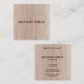 Houtplank ziet er vervormde tekst elegant uit vierkante visitekaartje (Voorkant / Achterkant)