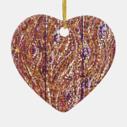 Houtplanken Pointillism Heart Shaped Ornament (Voorkant)