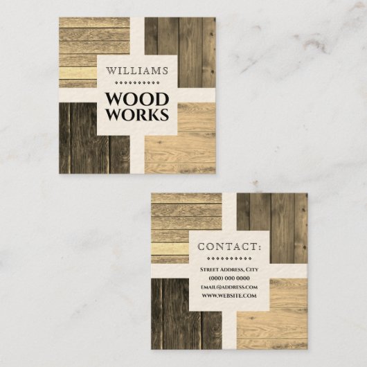 Houtplantam vierkant visitekaartje (Voorkant / Achterkant)