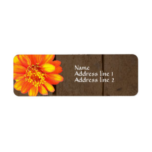 Houtplanten Oranje Zinnia-Adresetiketten Etiket