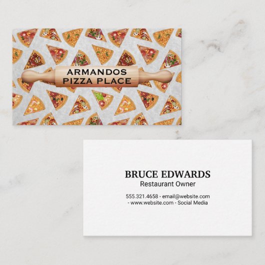houtrolling | Pizza Slices Visitekaartje (Voorkant / Achterkant)