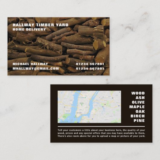 Houtrooiberg, houtvezel/houtkap visitekaartje (Voorkant / Achterkant)