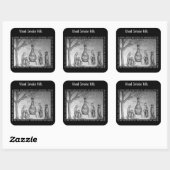 Houtrook doodt vierkante sticker (Vel)