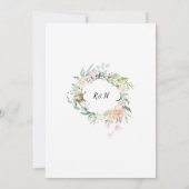 Houtrozen groene bloemige trouw kaart (Achterkant)