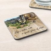 Houtschacht en druiven Wijnhoudende Onderzetters (Linkerzijde)