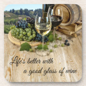 Houtschacht en druiven Wijnhoudende Onderzetters (Voorkant)