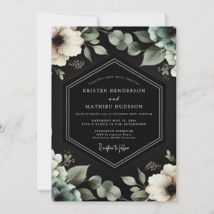 Houtskool Anemoon Elegantie Bruiloft Kaart