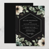 Houtskool Anemoon Elegantie Bruiloft Kaart (Voorkant / Achterkant)