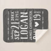 Houtskool Baby Boy Geboortestatistieken Keepsake Sherpa Deken (Voorkant (horizontaal))