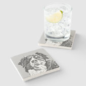 Houtskool Berner Berghond Steen Onderzetter (Zijkant)