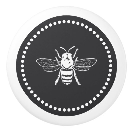 houtskool |  bijenillustratie keramische knop (Voorkant)