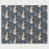 Houtskool Blauw & Aangepaste Verjaardag tekst en f Cadeaupapier (Vlak)