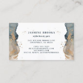 Houtskool Blauwgroen en Gouden Waterverf Visitekaartje (Achterkant)