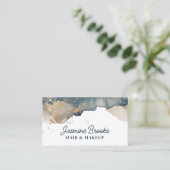 Houtskool Blauwgroen en Gouden Waterverf Visitekaartje (Staand voorkant)