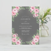 Houtskool Blush Boeket Eucalyptus Bruiloft Kaart (Staand voorkant)