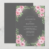 Houtskool Blush Boeket Eucalyptus Bruiloft Kaart (Voorkant / Achterkant)
