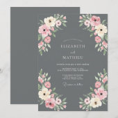 Houtskool Blush Loof Eucalyptus Bruiloft Kaart (Voorkant / Achterkant)