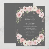 Houtskool Blush Ranunculus Eucalyptus Bruiloft Kaart (Voorkant / Achterkant)