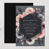 Houtskool Blush Tableau Bruiloft Kaart (Voorkant / Achterkant)