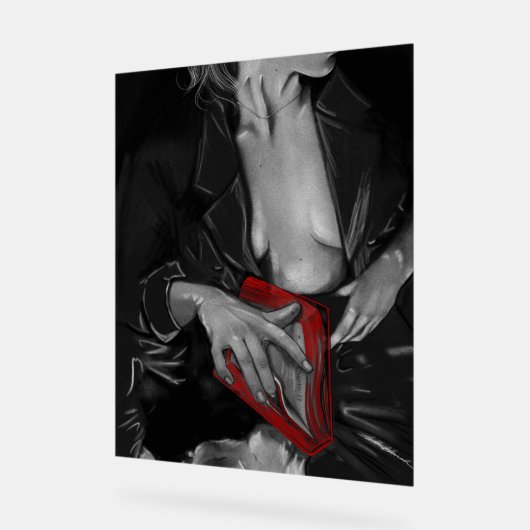 Houtskool Book Lover Crimson Wall Art Acryl Bord (Hoek)