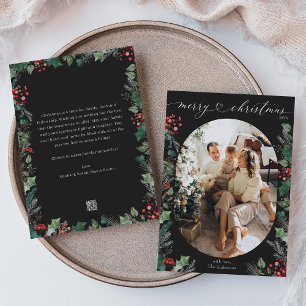 Houtskool Botanische Boodschap Vrolijke Kerstmis K Feestdagenkaart