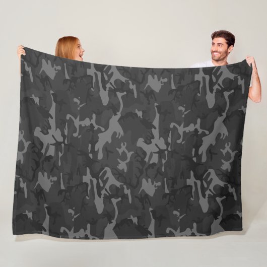 Houtskool Camo Fleece Deken (In situ)