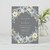Houtskool Champagne Dahlia Bruiloft Kaart (Staand voorkant)