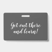 Houtskool Charcoal Chevron ID-badge voor docenten Badge (Achterkant)