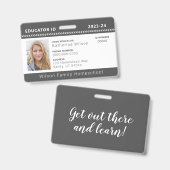 Houtskool Charcoal Chevron ID-badge voor docenten Badge (Voor- en achterkant)