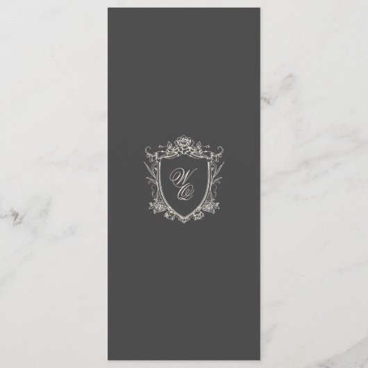 Houtskool Crest  Beige Antiek bruiloft Menu (Achterkant)