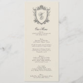 Houtskool Crest Beige Classic Wedding Menu (Voorkant)