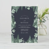 Houtskool Dennebos Eucalyptus Bruiloft Kaart (Staand voorkant)