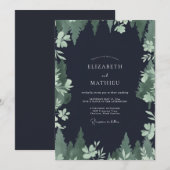 Houtskool Dennebos Eucalyptus Bruiloft Kaart (Voorkant / Achterkant)