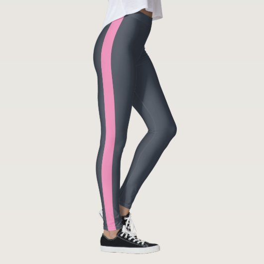 Houtskool Donkerblauw Helder Roze Zijpaneel Leggings (Rechts)