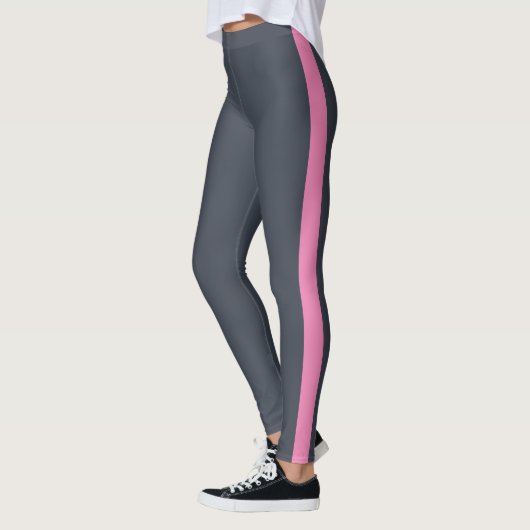 Houtskool Donkerblauw Helder Roze Zijpaneel Leggings (Links)