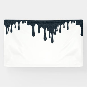 Houtskool Drip Top Banner – Modern Zwart & Wit