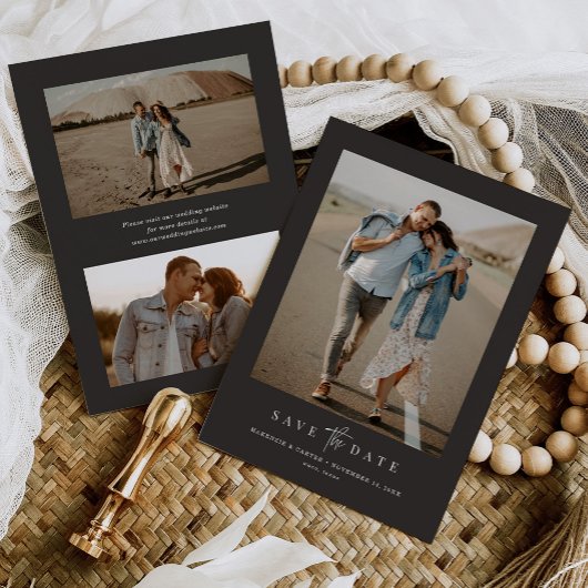 Houtskool Eenvoudig Modern Minimalistisch Drie Fot Save The Date