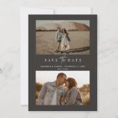 Houtskool Eenvoudig Modern Minimalistisch Drie Fot Save The Date (Voorkant)