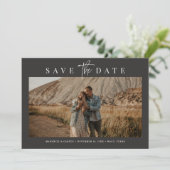 Houtskool Eenvoudig Modern Minimalistisch Vier Fot Save The Date (Staand voorkant)
