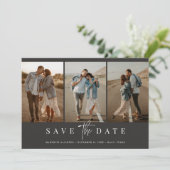 Houtskool Eenvoudig Modern Minimalistisch Vier Fot Save The Date (Staand voorkant)