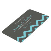 Houtskool en Aqua Chevron Bruiloft Save the Date Magneet (Linkerzijde)