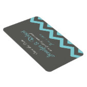 Houtskool en Aqua Chevron Bruiloft Save the Date Magneet (Rechterzijde)